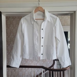 Liz Claiborne white denim jacket. Sz. L